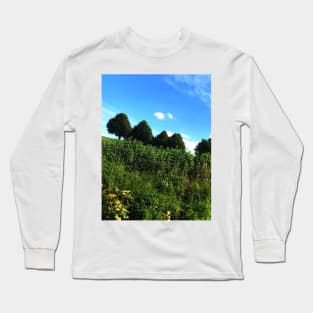 Sunshine meadow with adorable 4 queued trees Long Sleeve T-Shirt